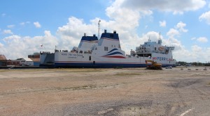 Le fréteur Nord-Pas-de-Calais d’Eurotunnel, positionné à Dunkerque pour éviter la fièvre calaisienne.