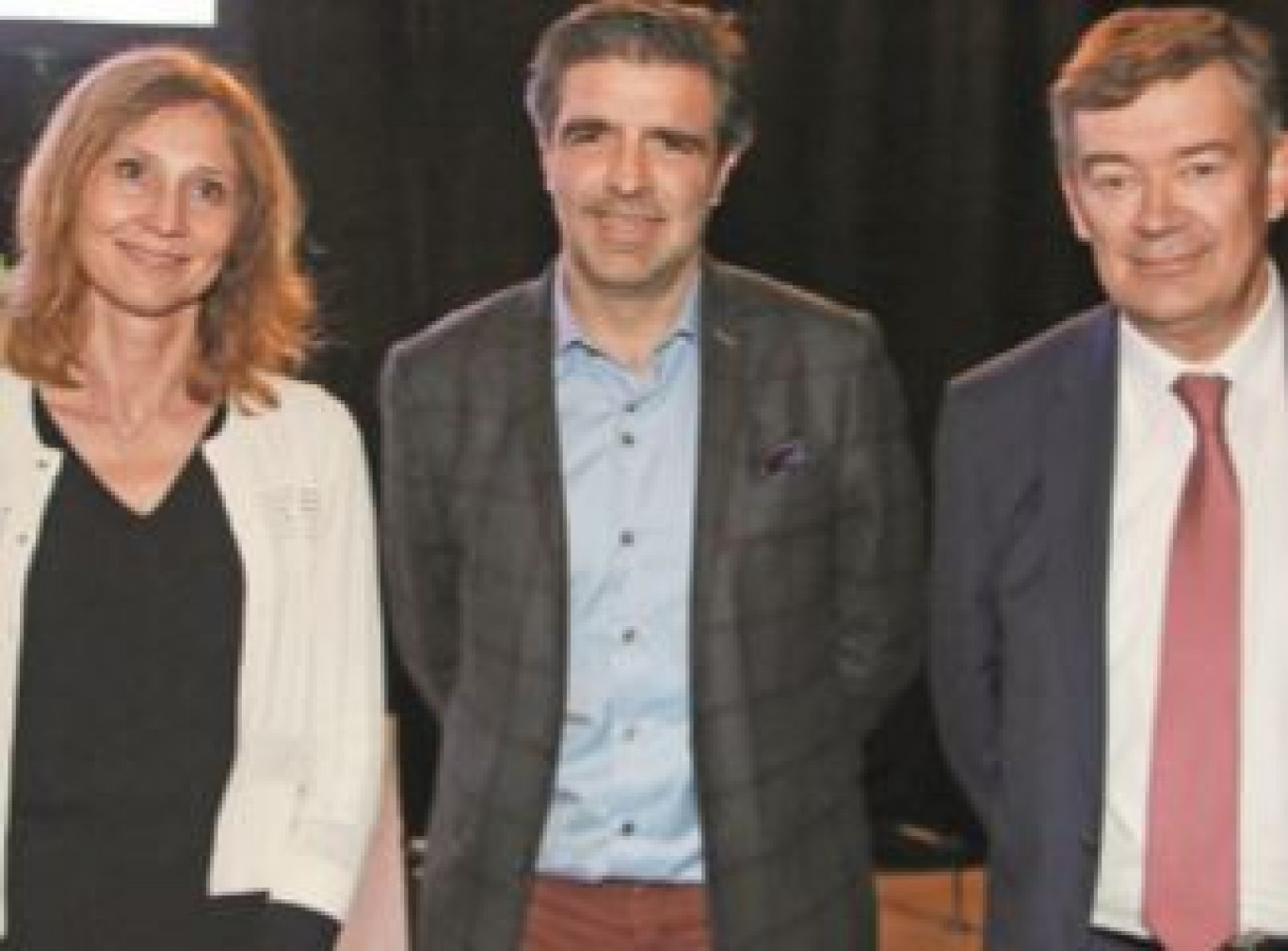 Amaury Flotat, président de LMI innovation entourés de Karine Charbonnier et Philippe Hourdain, invités d’honneur.